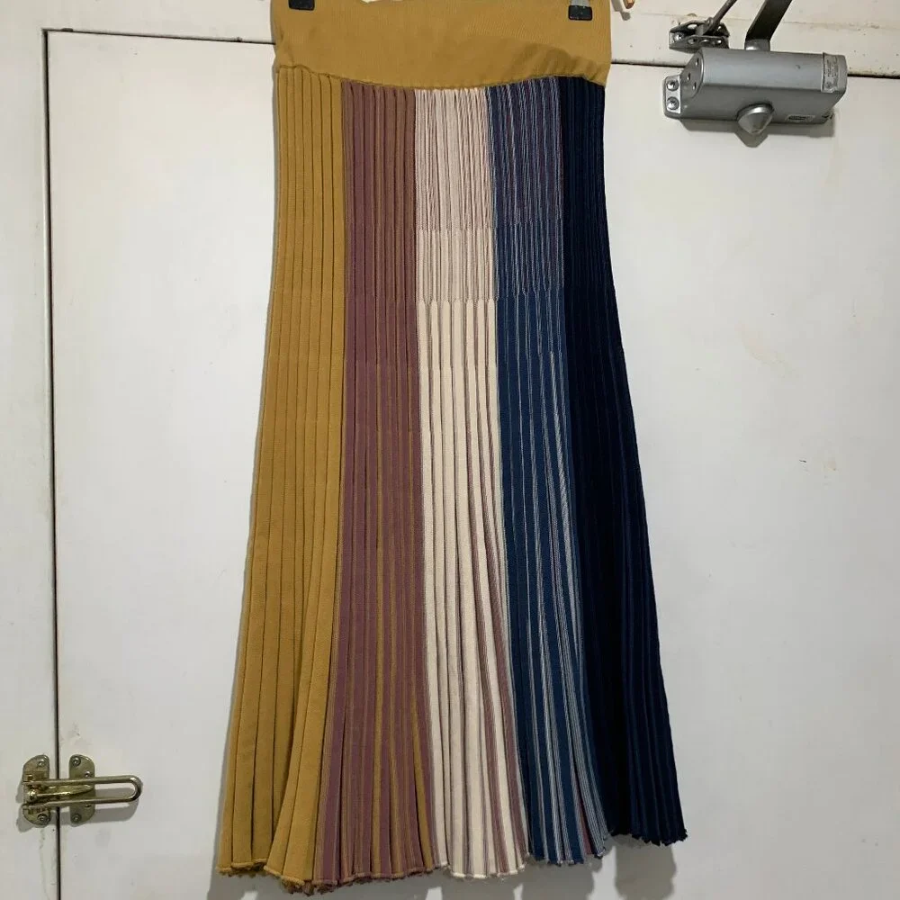 COS KNIT COTTON COLORBLOCK PLEATED SKIRTS SIZE XS/26 - Picture 2 of 8